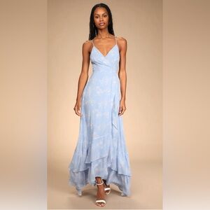 Lulus Blue Floral Maxi Dress